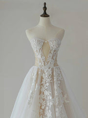 Ivory A Line Lace Tulle Long Formal Dress Evening Dress