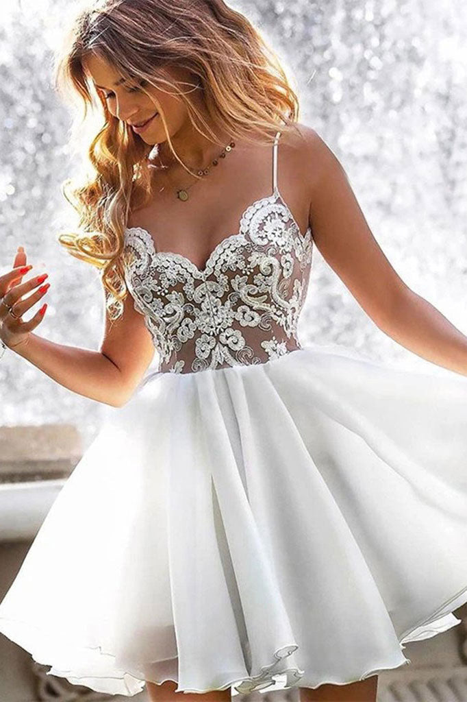 Ivory Homecoming Dress Lace Satin Short Party Cocktail Dress
