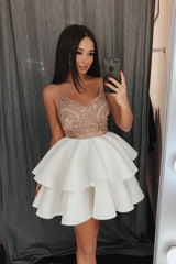 Ivory Homecoming Dress Lace Short Cocktail Dress