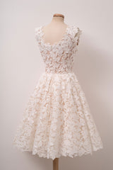 Ivory Homecoming Dress White Lace Cute Short Party Cocktail Dress