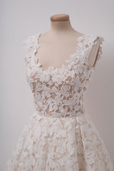 Ivory Homecoming Dress White Lace Cute Short Party Cocktail Dress