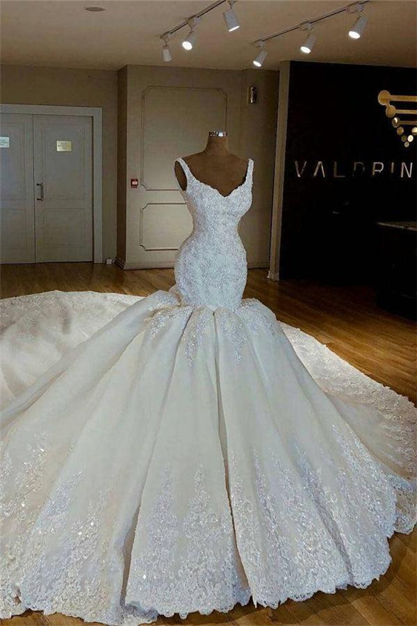 Ivory Mermaid/Trumpet Wedding Dress Appliques Bridal Dress