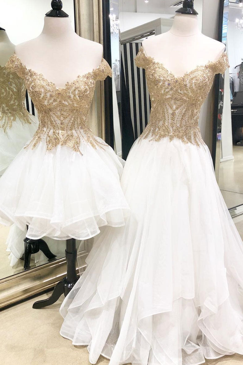 Ivory Prom Dress Tulle Lace Long Evening Dress