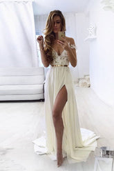 Ivory Sweetheart Off the Shoulder Lace Chiffon Long Bridal Dress