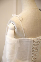 Ivory Tulle Handmade Wedding Dress Long Sleeves Evening Dress