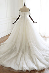 Ivory Tulle Long Wedding Gown Bridal Dress
