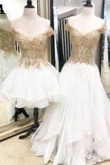 Ivory Tulle Off the Shoulder Formal Evening Dress