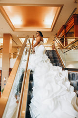 Ivory Ruffled Plus Size Wedding Dress Strapless Mermaid Bridal Gown