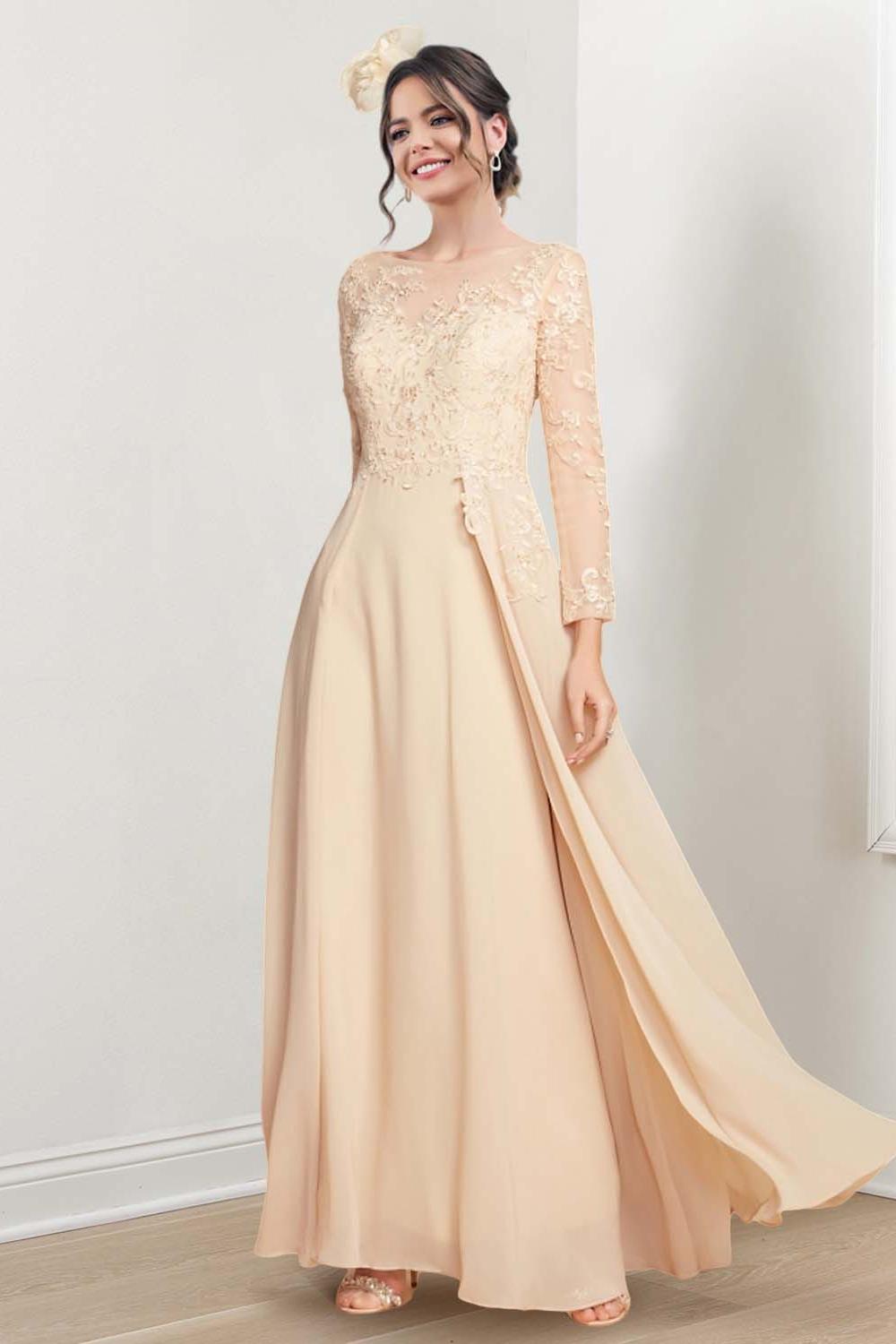 Jewel Neck Mother of the Bride A-Line Princess Dresses