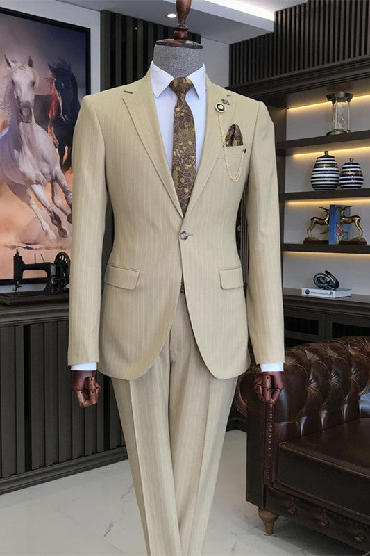 Khaki Notched Lapel Two Piece Prom Suit