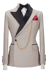 Khaki Peaked Lapel 2 Piece Prom Suit