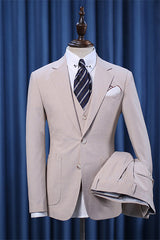 Khaki Slim Fit Three Piece Suit