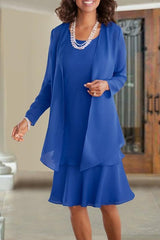 Knee-Length Mother of the Bride A-Line Princess Scoop Dress