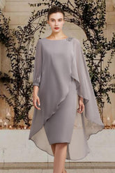 Knee-Length Mother of the Bride Sheath/Column Jewel Neck Dresses