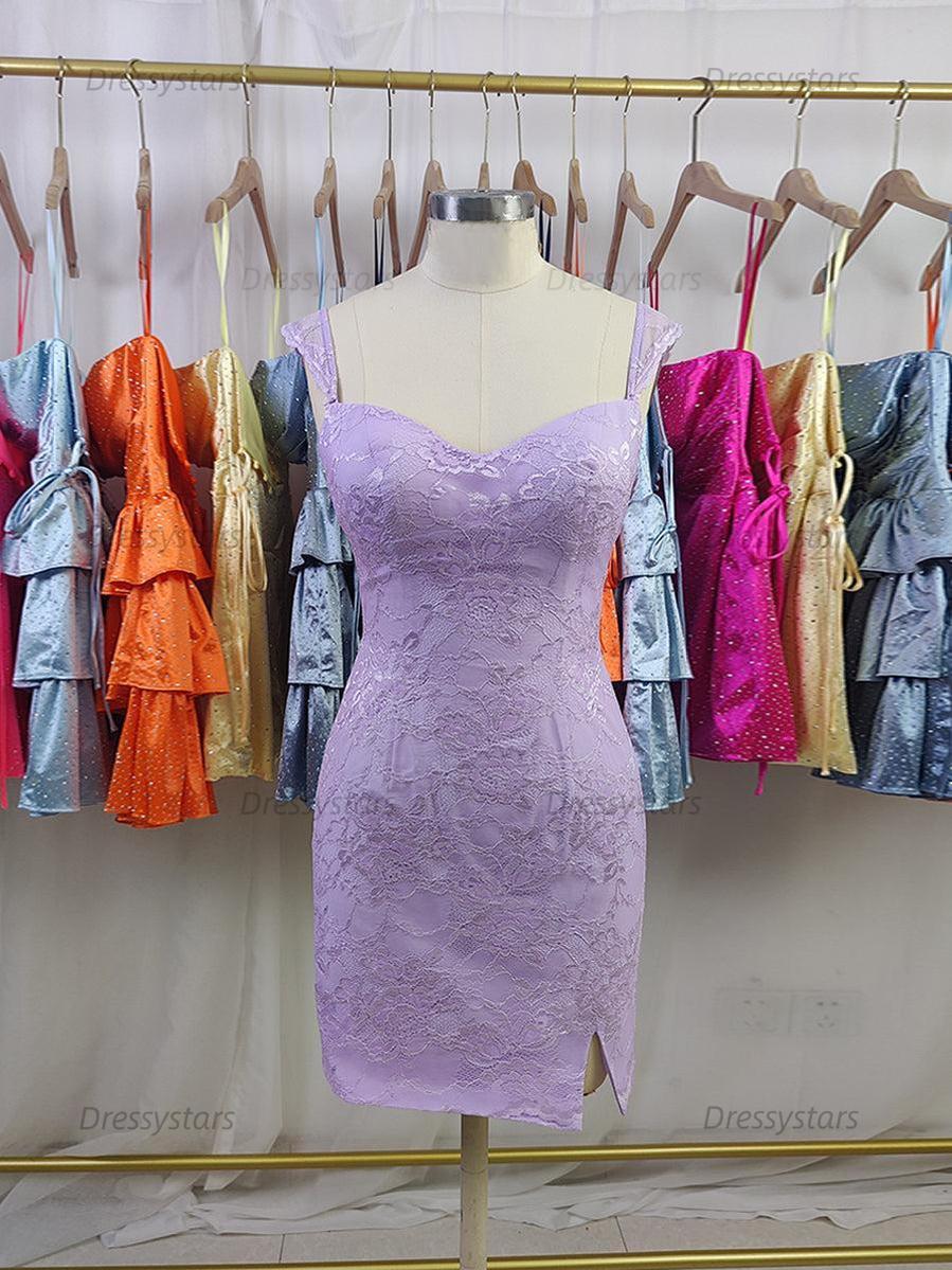Dressystars Lace Bodycon Homecoming Dress with Side Slit