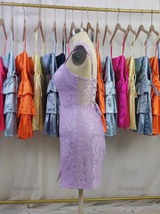Dressystars Lace Bodycon Homecoming Dress with Side Slit