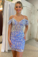 Lavender Homecoming Dress Sequin Style With Delicate Embroidery Lace Up Short Party Cocktail Dress