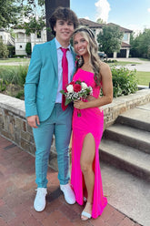 Light Blue 2 Piece Notched Lapel Men's Prom Suit