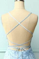 Light Blue Homecoming Dresses Tight Hoco Dresses with Appliques