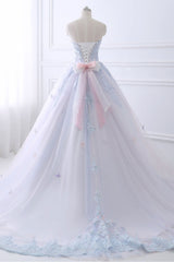 Light Blue Prom Dress Lace Tulle Long Formal Evening Dress