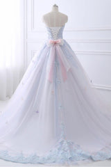 Light Blue Prom Dress Lace Tulle Long Formal Evening Dress