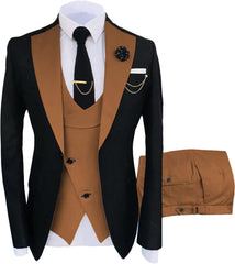 Light Brown Three Piece Shawl Lapel Prom Suit