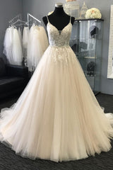 Light Champagne Prom Dress V Neck Tulle Lace Appliques e Long Formal Gown Evening Dress