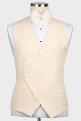Light Champagne Three Piece Notched Lapel Wedding Suit for Men
