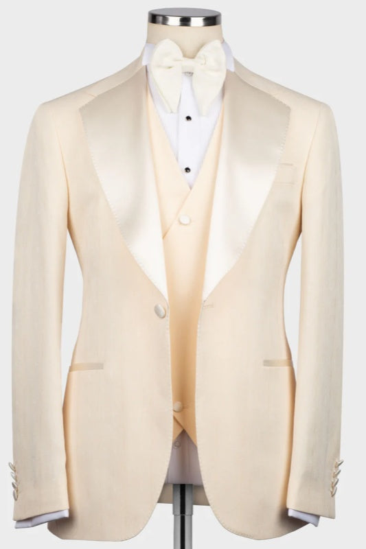 Light Champagne Three Piece Notched Lapel Wedding Suit for Men