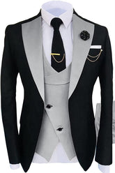 Light Gray Three Piece Shawl Lapel Prom Suit