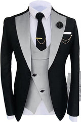 Light Gray Three Piece Shawl Lapel Prom Suit