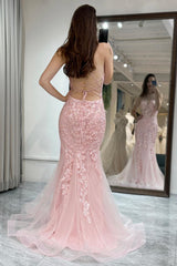Light Green Prom Dress Mermaid Backless Long Corset Evening Dress With Appliques