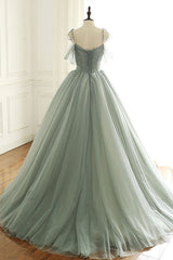 Light Green Prom Dress Tulle Long Evening Dress