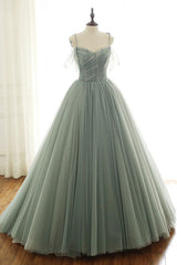 Light Green Prom Dress Tulle Long Evening Dress