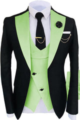 Light Green Shawl Lapel 3 Piece Slim Fit Prom Suit