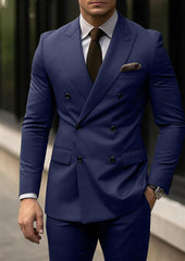 Light Grey Men's Double Breasted 6-Button Tailored 2-Piece Wedding Suit