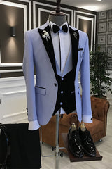 Light Purple Peaked Lapel 3 Piece Stylish Prom Suit