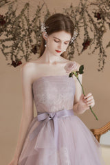 Light Purple Prom Dress Tulle Lace Long Formal Evening Dress