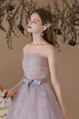 Light Purple Prom Dress Tulle Lace Long Formal Evening Dress