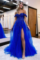 Lilac Prom Dress Sequined Corset A Line Long Evening Dress with Slit
