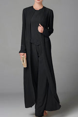 Long-Sleeve Chiffon Mother of the Bride Pantsuit with Jacket and Sequins