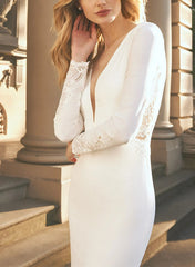 Long Sleeves Lace/Elastic Satin Wedding Dress Trumpet/Mermaid