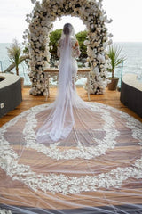 Long White Wedding Dress Mermaid Off The Shoulder Lace Glitter Bridal Gown With Long Sleeves