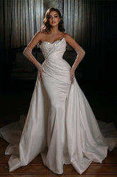 Luxury Satin/Sequined Wedding Dress with Detachable Trumpet/Mermaid Sweetheart Silhouette