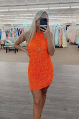 Lynn Homecoming Dress Pretty A Line Bodycon Backless Style Hot Girly pink Sequin Short Party Cocktail Dress