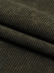 Men's Army Green Solid Corduroy Six-Button Double Breasted Party Suit
