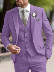 Men's Beige 3-Piece Single-Breasted Two-Button Formal Wedding Suit