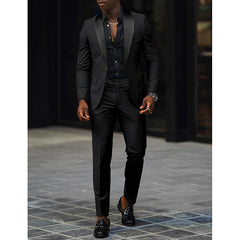 Men's Dark Gray Tailored Fit Single-Breasted One-Button 2-Piece Prom And Wedding Suit