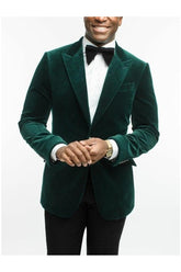 Men's Green Velvet Single-Button Tailored Fit Formal Jacket