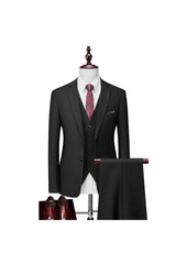 Men's Plaid 3-Piece Wedding Suit In Tailored Fit With Single Breast And Two Buttons